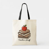 Book and Apple Teacher Stuff トートバッグ (裏面)