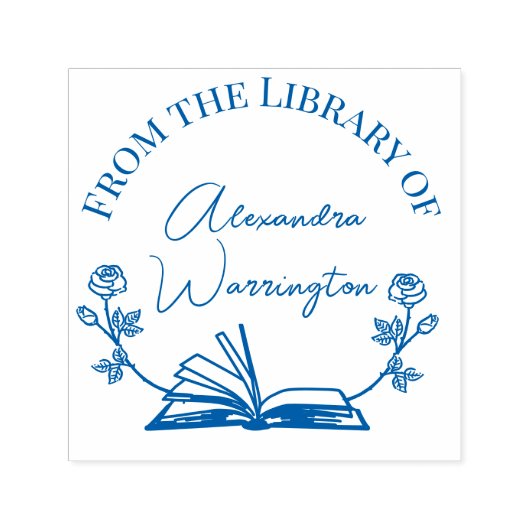 Book and Botanical Roses #1 Library Script Name セルフインキングスタンプ (デザイン)