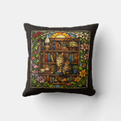 Book and Cat Lovers Faux Stain Glass クッション (裏面)
