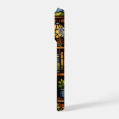 Book and Cat Lovers Faux Stain Glass iPhoneケース (左側面)