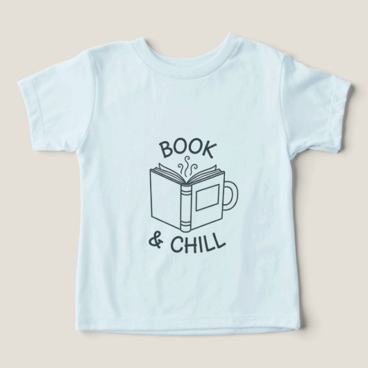 Book and Chill Minimal Line Art T-Shirt  (デザイン正面)
