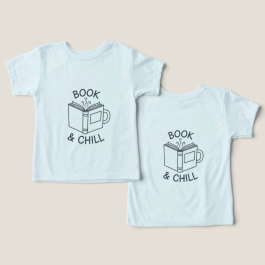 Book and Chill Minimal Line Art T-Shirt  (デザイン正面&裏面)