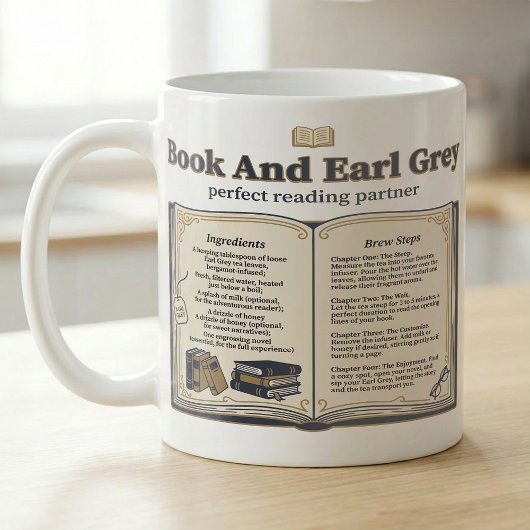 Book and Earl Grey Tea Recipe コーヒーマグカップ