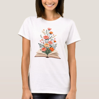 book and flowers tシャツ