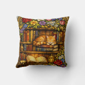 Book and Sleeping Cat Lovers Faux Stain Glass クッション (裏面)