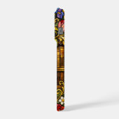 Book and Sleeping Cat Lovers Faux Stain Glass iPhoneケース (左側面)