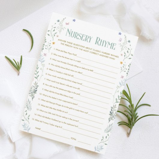 Book Baby Shower Nursery Rhyme Game Card 招待状