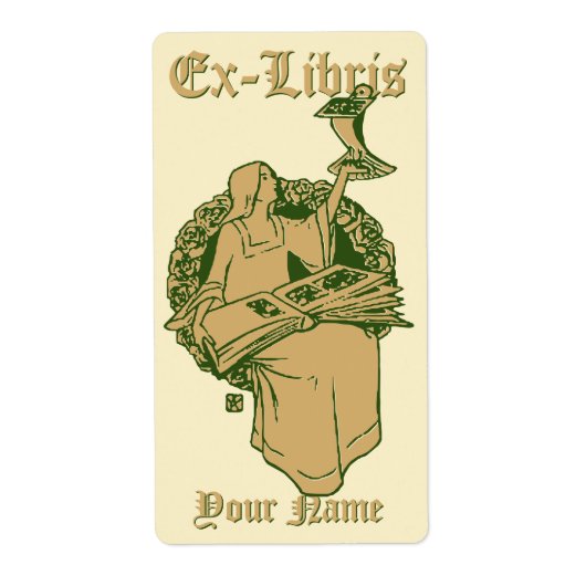 Book & Bird Ex Librisテンプレート ラベル (正面)