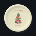 Book Birthday Party Kids 読's ペーパープレート<br><div class="desc">大好きな子供のために本の誕生日パーティーを投げ読ろ！上にカップケーキを置いたかわいい本のスタックは、図書館や書店で本テーマの誕生日パーティーを見つけるのにかわいい！</div>