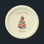 Book Birthday Party Kids 読's ペーパープレート<br><div class="desc">大好きな子供のために本の誕生日パーティーを投げ読ろ！上にカップケーキを置いたかわいい本のスタックは、図書館や書店で本テーマの誕生日パーティーを見つけるのにかわいい！</div>