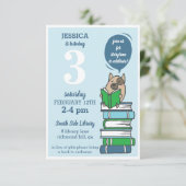 Book Birthday Party Libraryの読招待状 招待状 (スタンド正面)