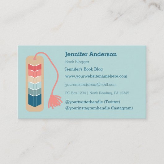 Book Bloggers Reviewers Librarian Bookmark 名刺 (正面)