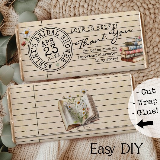 Book Bridal Shower Chocolate Bar Favor Wrapper
