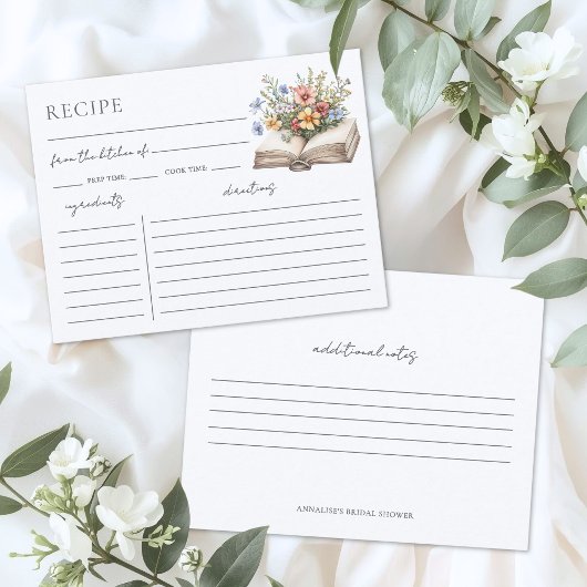 Book Bridal Shower Recipe Request Card エンクロージャーカード