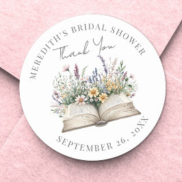 Book Bridal Shower Thank You ラウンドシール