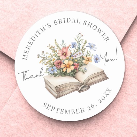 Book Bridal Shower Thank You ラウンドシール