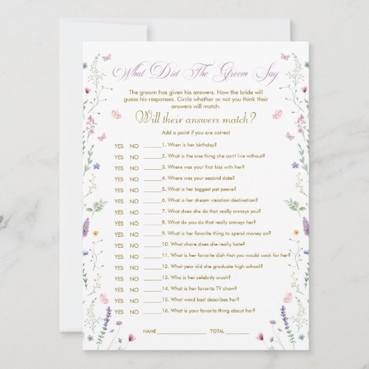 Book Bridal Shower What Did He Say Game Card 招待状 (正面)