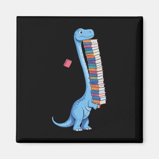 Book Carrying Dinosaur Reading Dino  マグネット (正面)