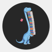 Book Carrying Dinosaur Reading Dino  ラウンドシール (正面)
