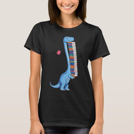 Book Carrying Dinosaur Reading Dino Tシャツ (正面)