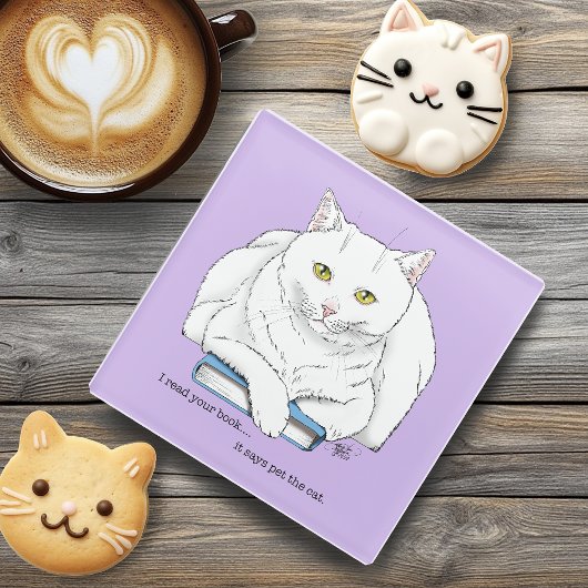 Book Cat ガラスコースター