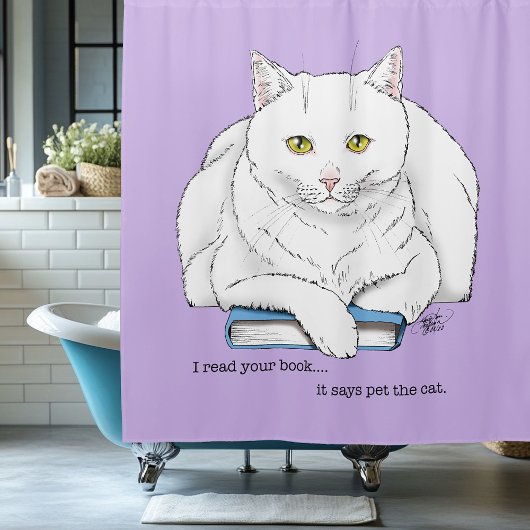 Book Cat シャワーカーテン