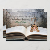 Book Cat Neutral Baby Shower招待状 招待状 (正面/裏面)