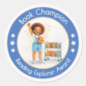 Book Champion Teacher Reading Award ラウンドシール (正面)