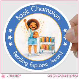 Book Champion Teacher Reading Award ラウンドシール