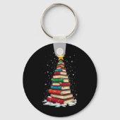 Book Christmas Tree Book Lover Teacher Librarian  キーホルダー (正面)