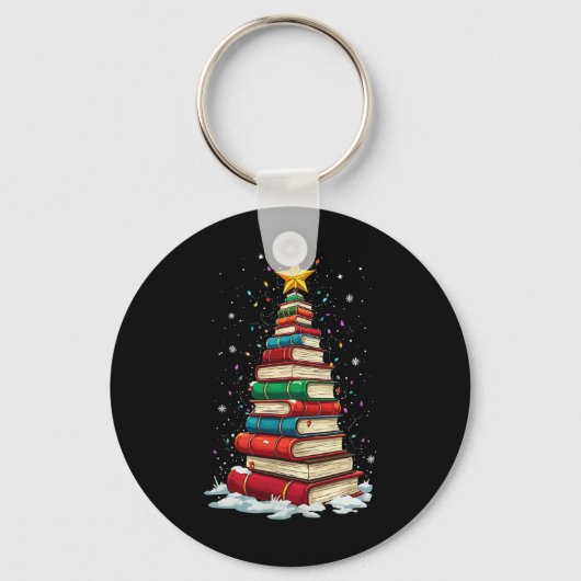Book Christmas Tree Book Lover Teacher Librarian キーホルダー (正面)
