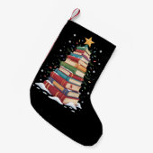 Book Christmas Tree Book Lover Teacher Librarian  スモールクリスマスストッキング (正面 (吊り時))
