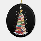Book Christmas Tree Book Lover Teacher Librarian  セラミックオーナメント (左)