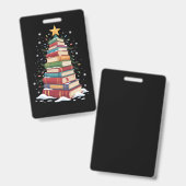 Book Christmas Tree Book Lover Teacher Librarian  バッジ (正面＆裏面)