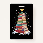 Book Christmas Tree Book Lover Teacher Librarian  バッジ (正面)