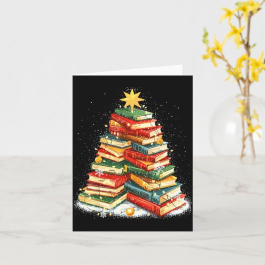 Book Christmas Tree Reading  カード (黄色い花)