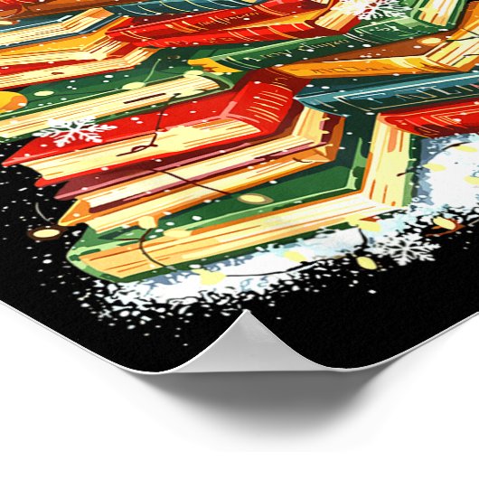 Book Christmas Tree Reading  ポスター (角)