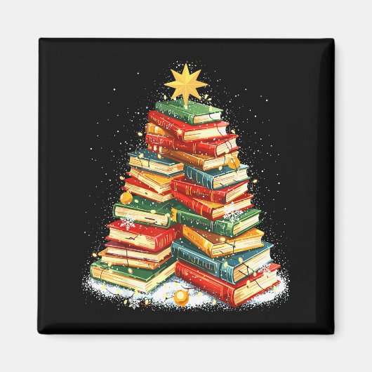 Book Christmas Tree Reading  マグネット (正面)