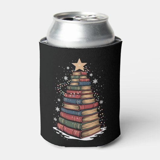 Book Christmas Tree Teacher Librarian Xmas Holiday 缶クーラー (缶正面)
