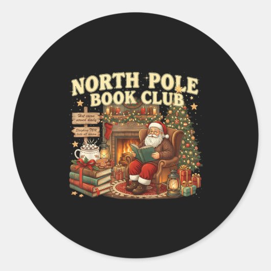 Book Club Cozy Christmas Reading Gift  ラウンドシール (正面)