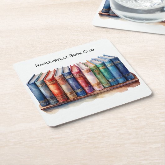Book Club Customizable Square Beverage Coffee スクエアペーパーコースター (アングル)