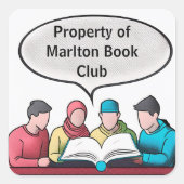 Book Club Open Invitation Customizable スクエアシール (正面)