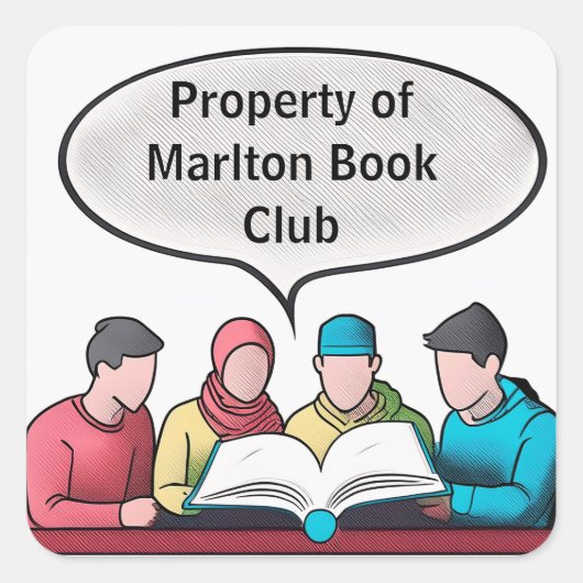 Book Club Open Invitation Customizable スクエアシール (正面)