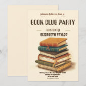 Book Club Party Invitation – Cozy Reading Night 招待状 (正面/裏面)