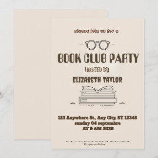 Book Club Party Invitation – Cozy Reading Night 招待状