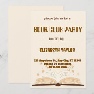 Book Club Party Invitation – Cozy Reading Night 招待状
