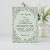 Book Club Theme Floral Sage Green Bridal Shower サンキューカード (スタンド正面)