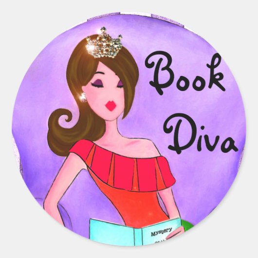 Book Divaスタンプ/Brunette Diva ラウンドシール (正面)
