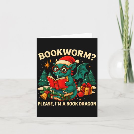 Book Dragon Christmas Reading Gift For Fantasy Lov カード (正面)