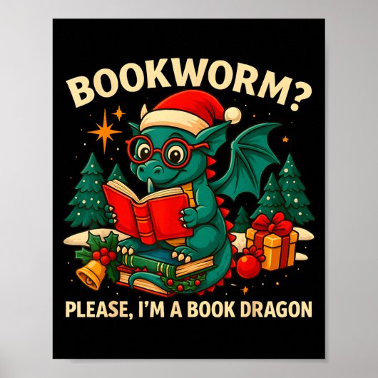Book Dragon Christmas Reading Gift For Fantasy Lov ポスター (正面)